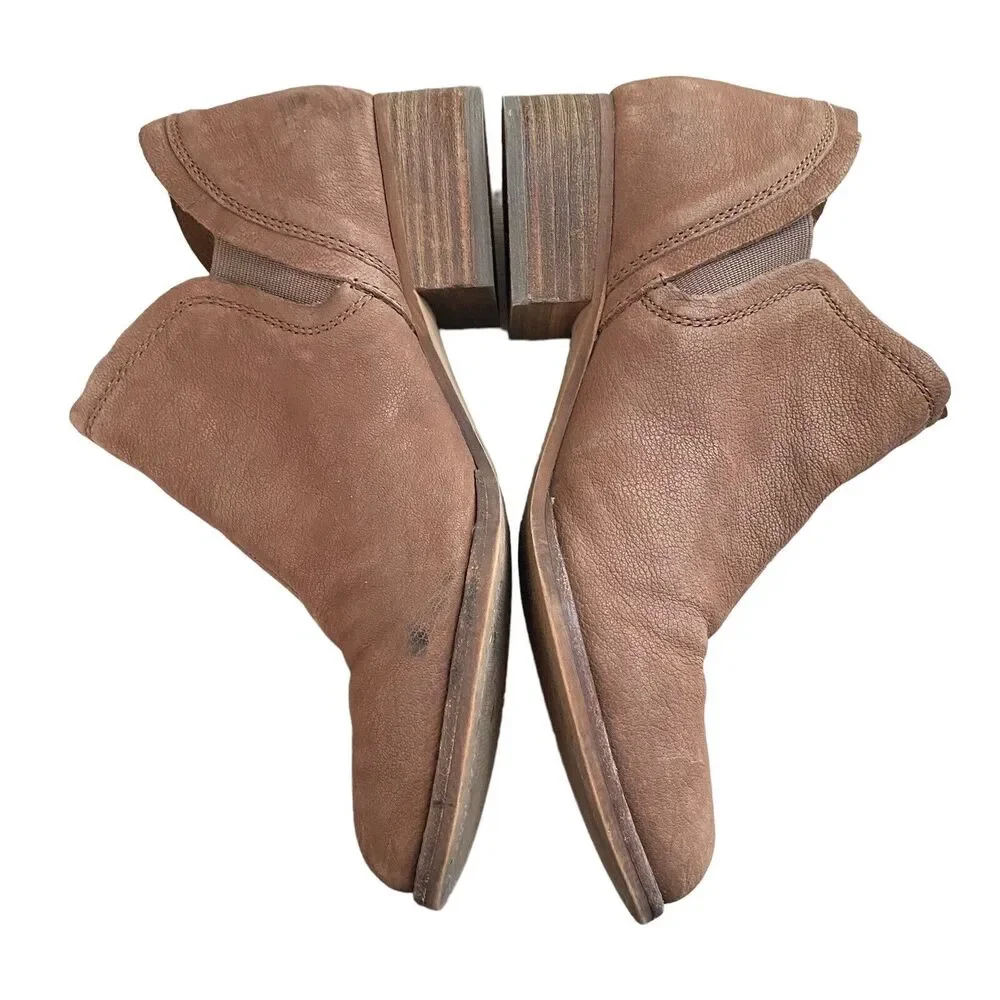 Vince Camuto 6.5 Carlal Ankle Booties Brown Leather Block Heel Boots